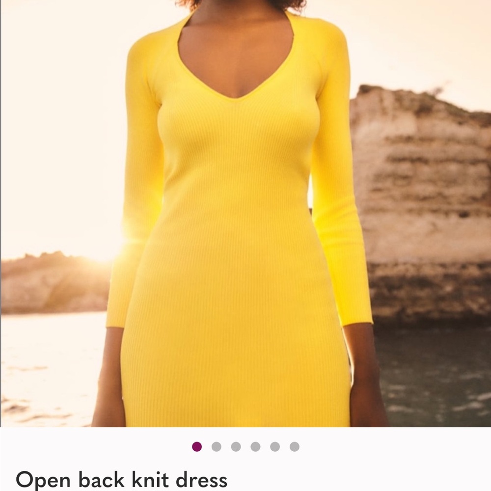 Zara Vibrant Yellow Backless Knit Dress